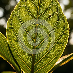 Background is softly blurred emphasizing the leaf s structure