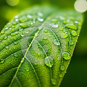 The background is softly blurred, emphasizing the leaf's texture and structure