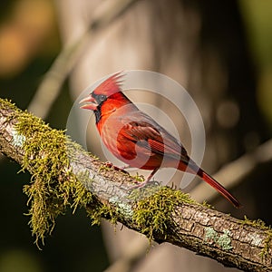 The background is softly blurred, emphasizing the sharp focus on the cardinal