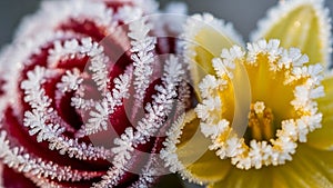 Background is softly blurred focusing attention on the frosted