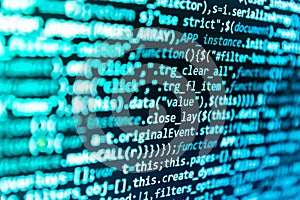 Background of software developer script. Developer working on websites codes in office. Computer script coding source code on