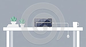 Background is a solid gray emphasizing the clean and modern design elements