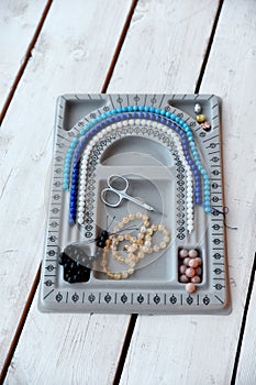 Background of spools of colored thread