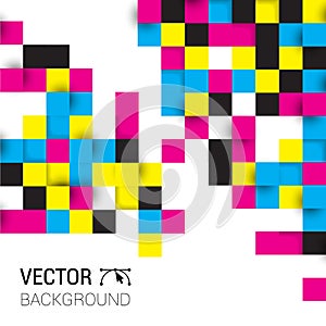 Background squares full color cmyk. Illustration of abstract texture with squares. Pattern design for banner, poster, flyer