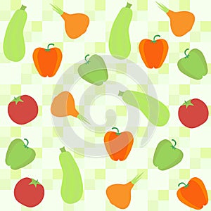 Background with squash pepper and onion