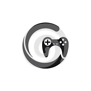 Initials Letter G with Joystick Logo Design, Vector Game Icon photo