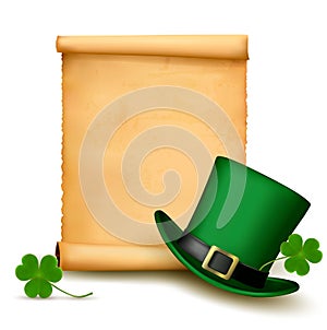 Background with St. Patricks Day hat with clover.