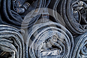 Background of stack rolled jeans