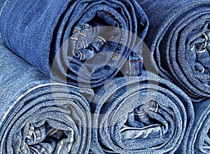 Background of stack rolled jeans