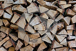 Background from stacked firewood.