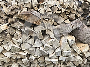 Background with stacked firewoods