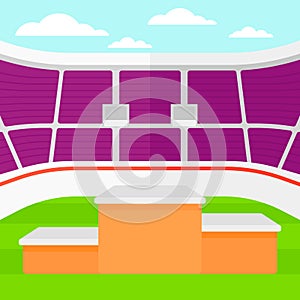 Background of stadium with podium for winners.