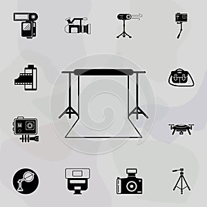 Background stand, Studio Backdrop icon. Universal set of equipment photography for website design and development, app development