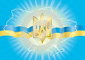 Background with the state symbol of Ukraine
