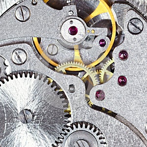 Background from steel mechanical clockwork