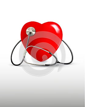 Background with a stethoscope and a heart.