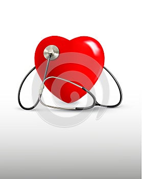 Background with a stethoscope and a heart. photo