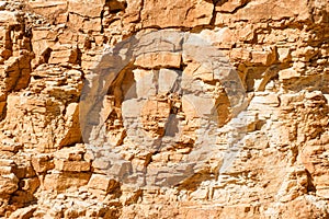 Background stone texture. Yellow rock wall