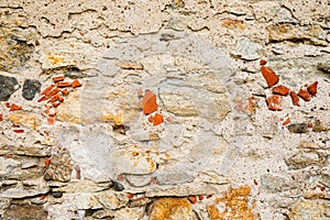 Old stone wall sandstone surface. Close up