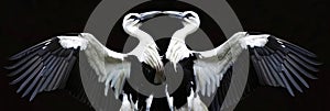 Background with storks. Wide format banner