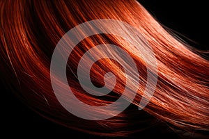 Background Straight Red Shiny Beautiful Wellgroomed Hair. Generative AI photo