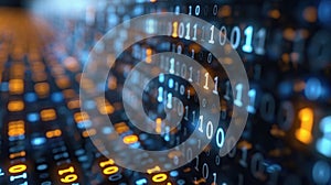 Background with streaming binary code. Digital binary data and a matrix background with a digital image. 3d illustration