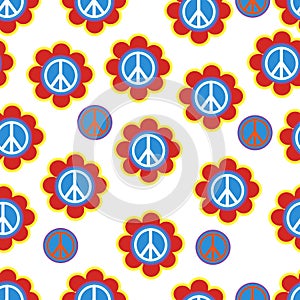 Background in the style of 60x. Psychedelic seamless pattern. Hi