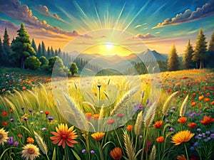 background Sun Drenched Meadow