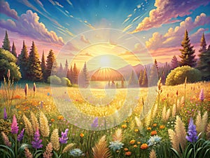 background Sun Drenched Meadow