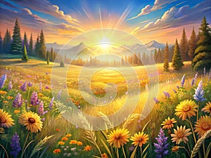 background Sun Drenched Meadow