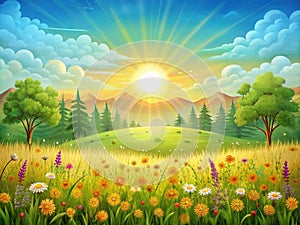 background Sun Drenched Meadow