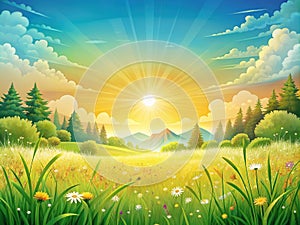 background Sun Drenched Meadow