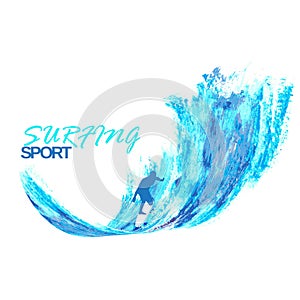 Background surfing sport. emblem on white background. vector illustration