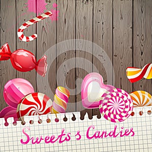 Background with sweets and candies