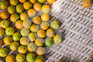 Background of tangerine in Thai basket