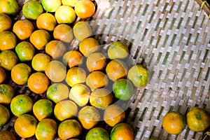 Background of tangerine in Thai basket