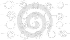 Background with tangled and unraveled doodle hand drawn tangles