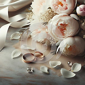 Background with tender white peonies for a white wedding