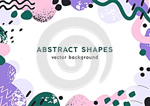 Background for text with abstract geometric organic shapes frame. Banner design with creative minimal liquid elements