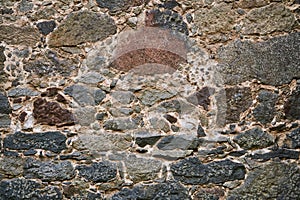 Background, texture - ancient masonry at the wall of the castle