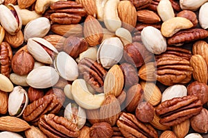 Background texture of assorted mixed nuts