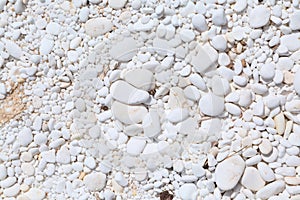 Background texture banner with Marble Beach stones in Thassos, Greece