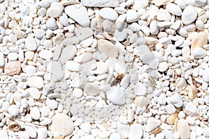 Background texture banner with Marble Beach stones in Thassos, Greece