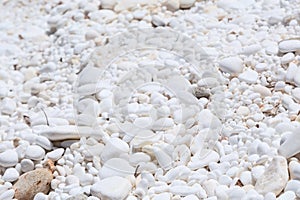 Background texture banner with Marble Beach stones in Thassos, Greece