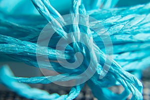 Background texture of blue rope with knot. concept and design