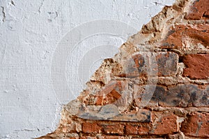Background and texture, brick red wall painted white