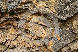 Background texture of a cracked triangle rock in a natural park congost de Mont-rebei Monrebey in Spain