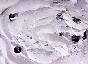 Background texture of creamy blueberry ice-cream