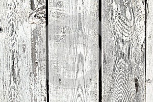 Background texture of old white painted wooden lining boards wall.