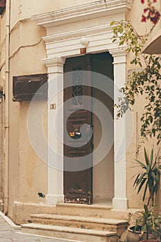 Background texture of parts of buildings, elements of architecture doors. The old front door to the house